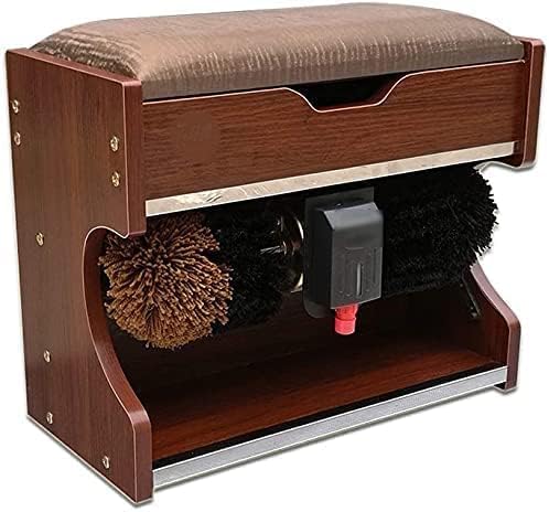 Automatic Shoes Cleaning Machine Electric Shoe Polish Machine Multi Brush Polisher Shoe Cleaner Storage Box for Household Or Public Use (Color : Brown, Size : M)