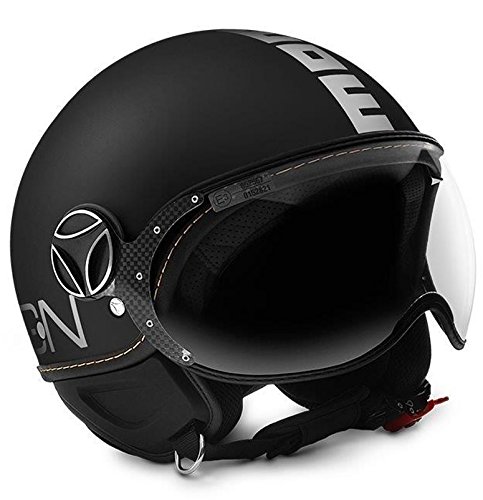 MOMO Design 008005 Casco Jet FGTR Classic Negro Mate 8005 Talla L, Hombre, Noir Mat Logo Gris, Large