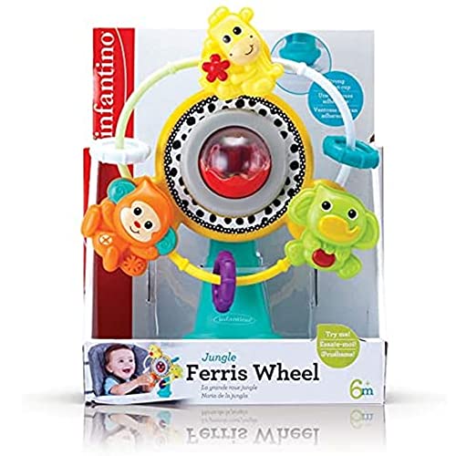 Infantino Jungle Riesenrad, Drehspielzeug für den Hochstuhl, BPA-freies Spielzeug mit Saugnapf zur Förderung der Feinmotorik für Babys und… – Ansicht 3
