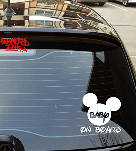 Image of HammeredInk Cartoon Mouse Baby on Board Car Sticker