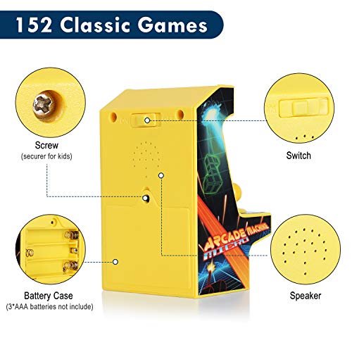 Super Mini (2.3×3.7×2.2in) Retro Arcade Game Arcade Game Machine GSGM-0422,Upgraded 1.8in Screen,152 Games, Best Electronic Gift for Kids - Thumbnail 6