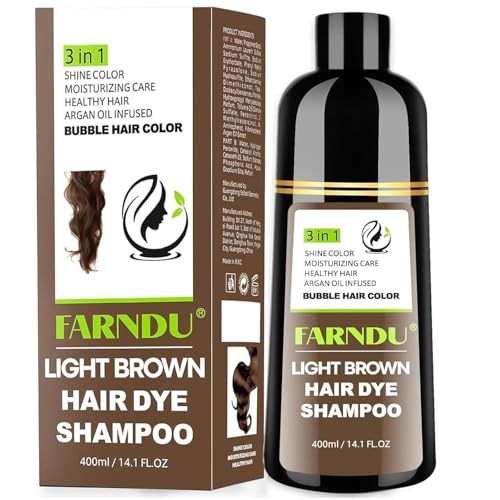 Light Brown Hair Dye Shampoo Grey Hair Coverage Ammonia Free & Paraben Free Natural Herbal Semi Permanent Hair Colour Shampoo for Women Men