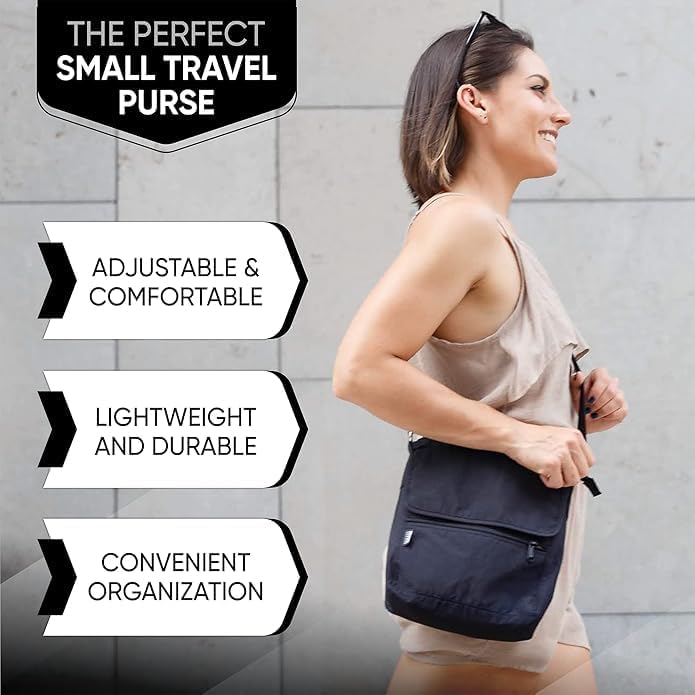 Peak Gear Crossbody Travel Purse with RFID Blocking Pocket and Lifetime Recovery Service. Nylon Shoulder Bag - Image 5