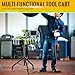 Adjustable Height Rolling Tool Cart with Wheels, Rolling Work Table with Magnetic Strip Mobile Work Table Rolling Utility Cart Mechanic Tool Trays Storage Organizer for Garage, Bike Workshop