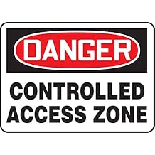 Accuform MADM126XT Dura-Plastic Sign, Legend "Danger Controlled Access Zone", 10" Length x 14" Width x 0.060" Thickness, Red/Black On White, 10" Height, 14" Wide, 10" Length, Dura-Plastic, 10" x 14"