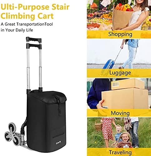 Xample® Climb Stairs Folding Trolley Heavy Duty, 165-Lb. Load Capacity Portable Aluminum Alloy Cart Hand Push Truck Trolley with Wheels
