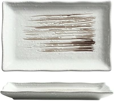 Japanese household simple stone ceramic sushi plate restaurant commercial personalized tableware-white brush brown