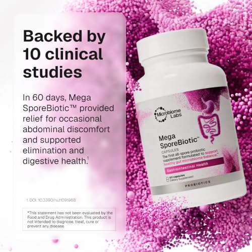 Image of Microbiome Labs MegaSporeBiotic Probiotics for Women & Men - Spore-Based Probiotic for Gut Health & Digestive Support - Shelf-Stable, Travel-Friendly, Mens & Womens Probiotics (60 Capsules)