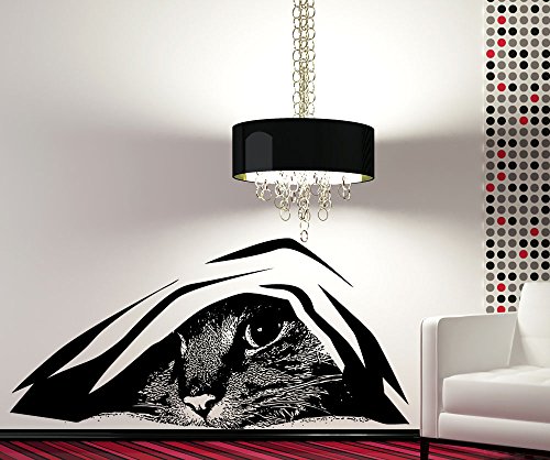 Stickerbrand Cat Wall Decal for Interior Home Walls. (Black Vinyl Color) 29in Tall X 60in Wide. #5474s