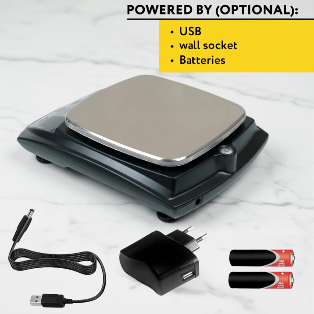 Eosphorus Bilancia Scientifica da Laboratorio 600g/0,01g, Bilancia Elettronica Portatile per Scuole e Chimica, Misurazione Precisa in Grammi e Carati, Doppia Alimentazione USB/AC