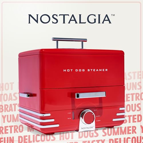image for Nostalgia Extra Large Diner-Style Steamer 20 Hot Dogs and 6 Bun Capaci