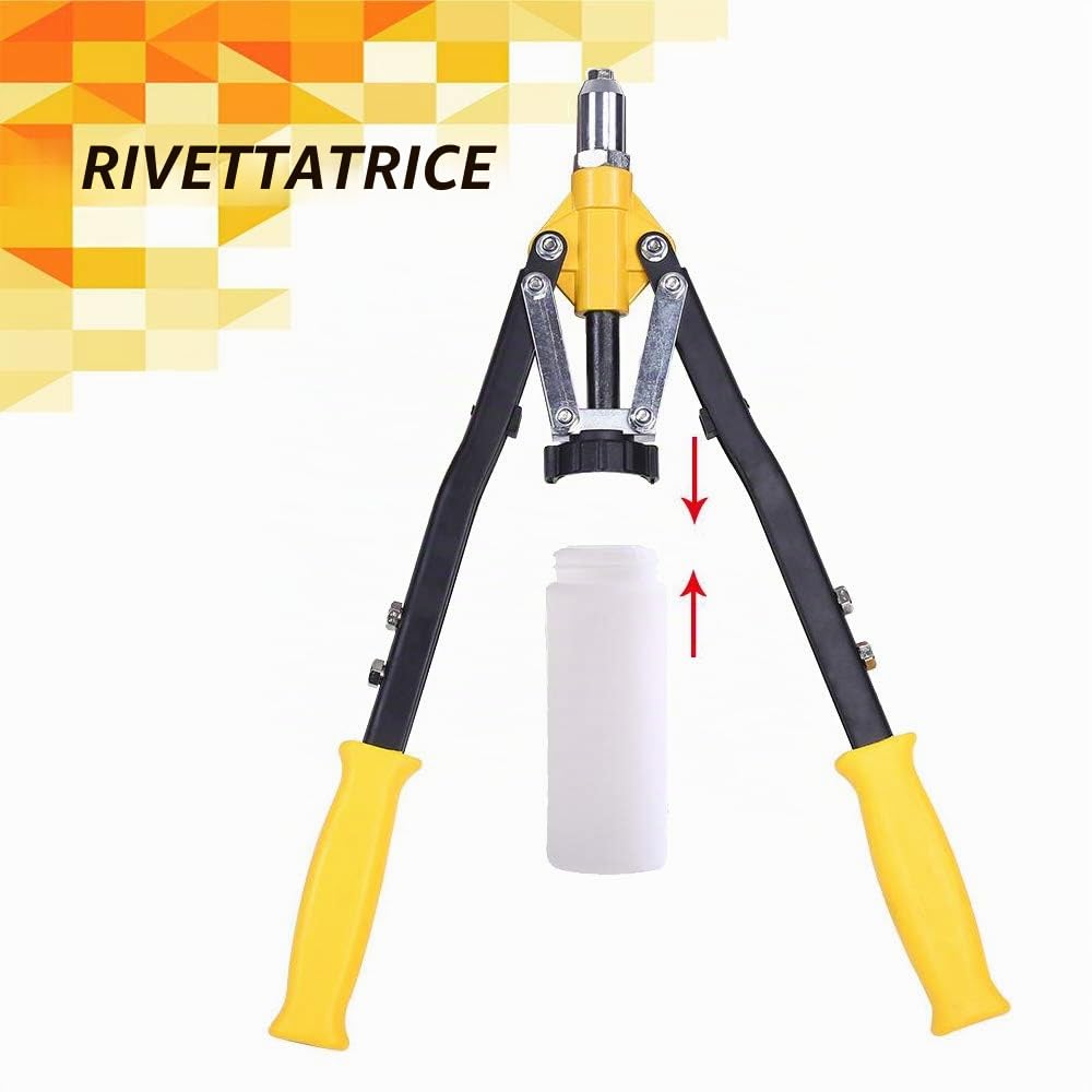 Pistola per Rivettatrice Manuale Professionale 3,2 Mm, 4,0 Mm, 4,8 Mm, 5,0 Mm, 6,4 Mm con 5 Naselli Pistola per Rivetti Ciechi Ampiamente Utilizzata Nella Costruzione Navale,