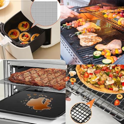 Grillmatten Set, 42 * 36cm Gitter Grillmatte antihaftbeschichtet zum Grillen von Fleisch, Gemüse, Kochen, Backen, Grillen und Backen (43*36cm, 2)