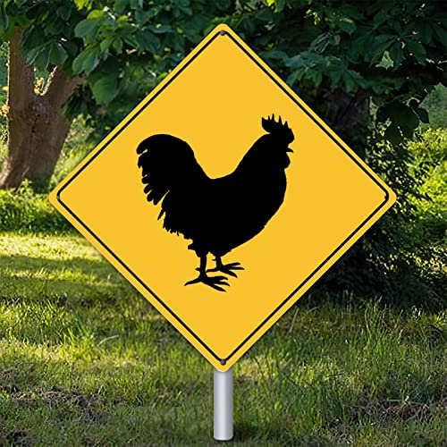 Panneau Poulet Crossing en Métal - Décoration Murale Vintage 20x30cm