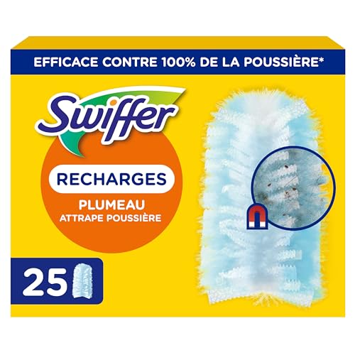 Swiffer Duster Plumeau Recharges, 25 Unités, Capture Poussière, Saleté, Poils et Allergènes, Efficace Contre 99.9% des Poussières, Même dans Les Coins...