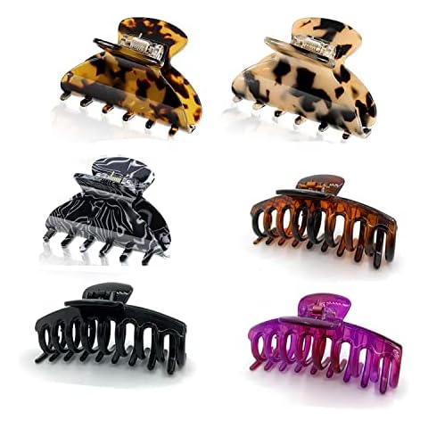 Pack of 6 Hair Clips Hair Claw Clips Plastic Jaw Clips Hair Accessories for Girls and Women for Thick Hair, Black and Brown Cover