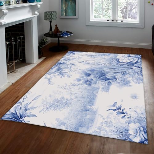 Tapis en porcelaine bleu et blanc asiatique salon 180x270cm
