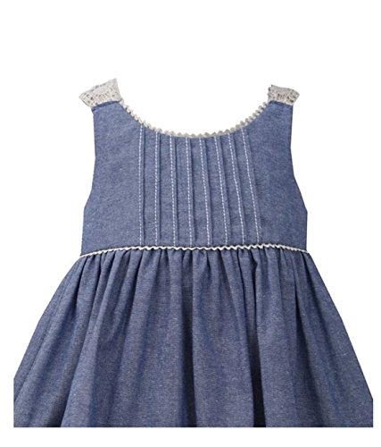 Bonnie Jean Bonnie Baby Baby Girls Denim and Cream Lace Eyelet Dress2