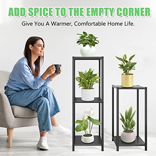 Flibaluly Tall Plant Stand Indoor, Black Metal Plant Stands Indoor Combination Flower Pots Planter Stand For Corner Living Room Garden Balcony #TOP3