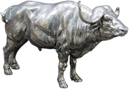 DTREEL Figura negra hecha a mano creativa de bisonte africano de cobre macizo, escultura de estatua de búfalo simulada de latón, oficina, hogar,