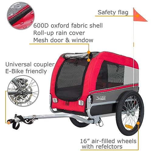 Tiggo VS Pets M Hundeanhänger Fahrradanhänger für Hunde Hundefahrradanhänger 80201 (ROT)