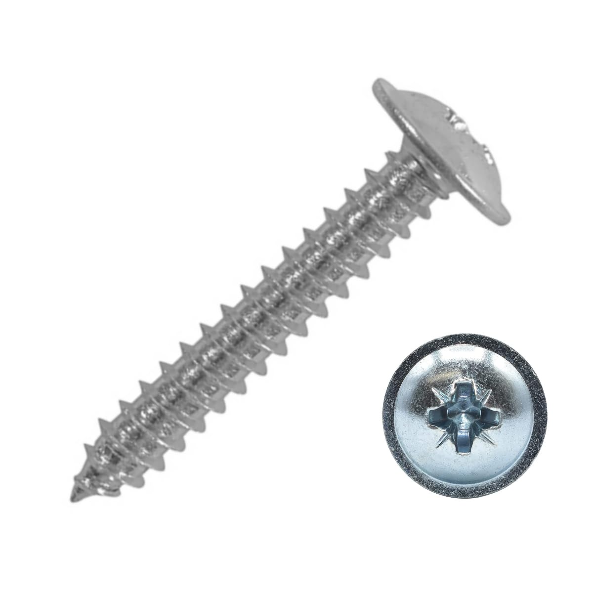 No.8 x 1.1/2" (4.2mm x 38mm) Pozi Flanged Self-Tapping Screw - Stainless Steel (A2) (Pack of 20) AB Point BS4174
