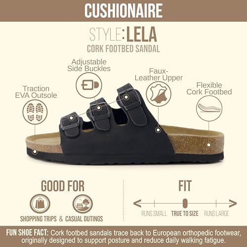 Image of CUSHIONAIRE Women's Lela Cork footbed Sandal with +Comfort