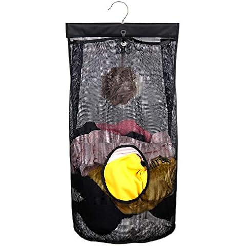 Phying Mesh Laundry Hamper Bag, Door Hanging Basket Shower Caddy College with Hooks, Bathroom Storage Cover