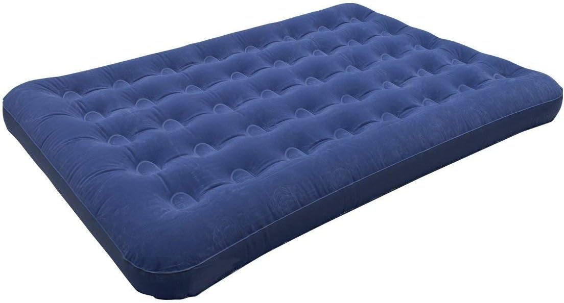 Invero Double Durable Nylon Flocked Air Bed Ideal for Camping, Festivals, Caravans and more - Inflated Size: 191cm x 137cm x 22cm