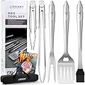 6Pcs Stainless Steel BBQ Grilling Accessories Set,Portable Practical Grill Tools Utensils Kit with Storage Bag for Outdoor Grill Camping Backyard?Barbecue Utensils Tool Kit Gift for Dad Man (Black)