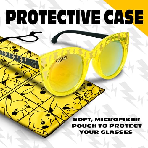 Image of ARKAID Pokemon Sunglasses - Comfortable UV-Protective Pikachu Sunglasses W /t Soft Carrying Case - Official Pokemon Accessories & Gifts for Boys & Girls