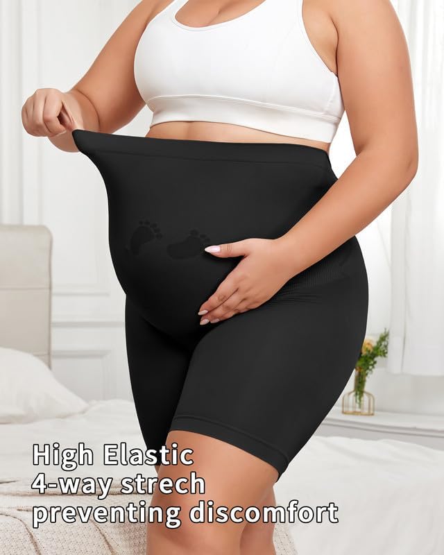 Maternity Shapewear for Under Dresses Over Belly Pregnancy Underwear Mid-Thigh High Waist Shorts Panties for Baby Shower - Image 5
