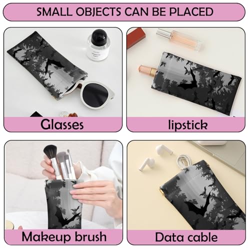 Image of 2 PCS Glasses Case Eyeglass Sunglasses Pouch Squeeze Portable Bag Soft Leather with Cleaning Cloth Women Men Girls
