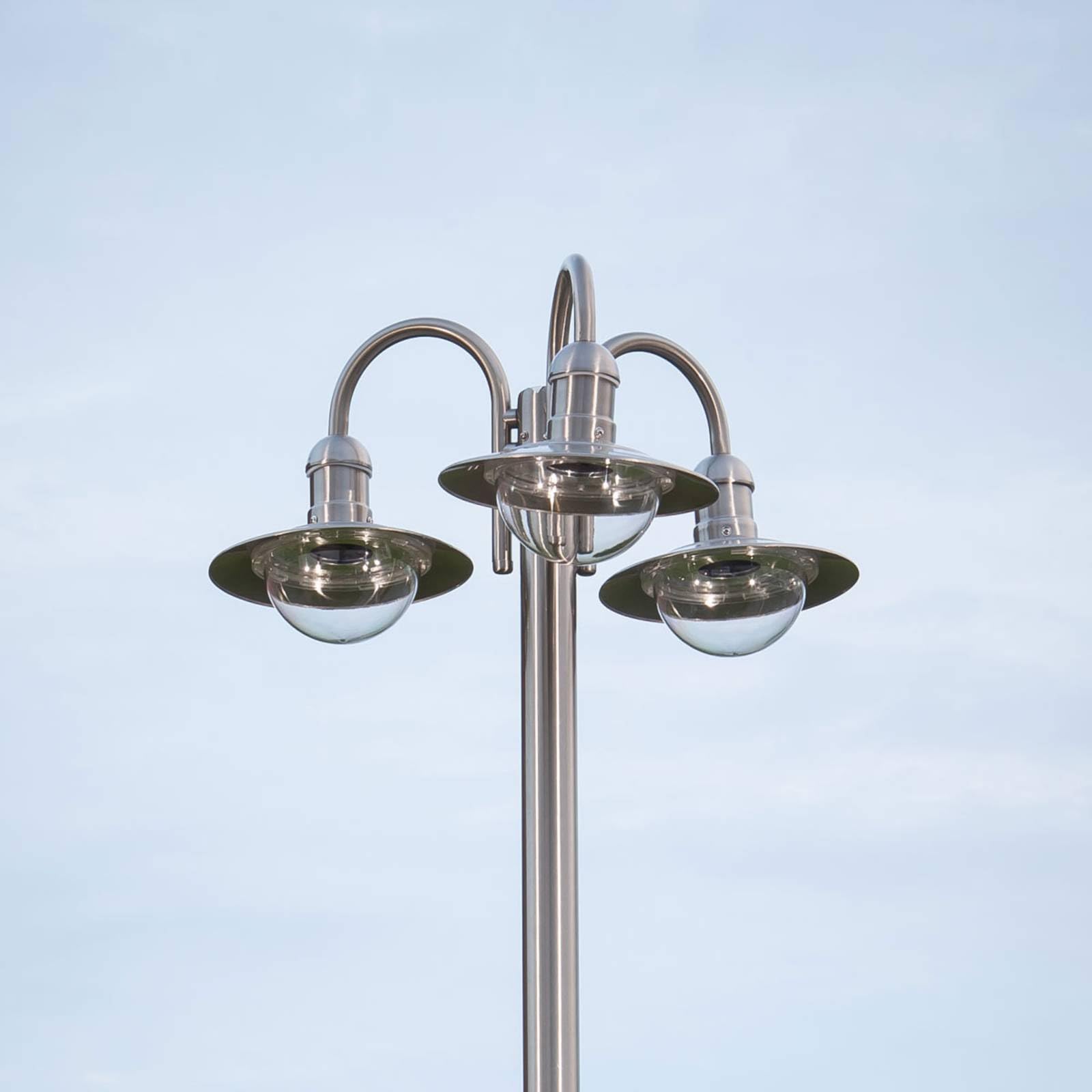 Lindby Lampadaire extérieur Damion à intensité variable (Moderne) en Gris Inox (à 3 lampes, E27) Candélabre luminaire d’extérieur