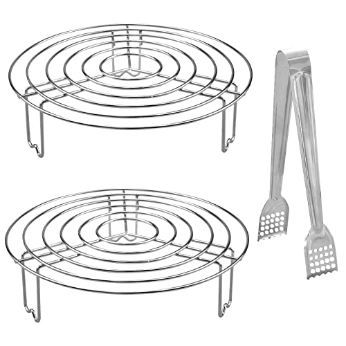 duisoad Set di 3 Rack di Raffreddamento Rotondo, Inox Acciaio Inossidabile Steamer Rack per Cuocere, Cuocere, Cuocere a Vapore, Raffreddare