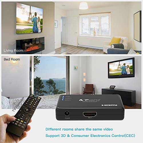 image for HDMI Splitter 1 in 2 Out 4K, PORTTA HDMI Amplifier Splitter 1x2 Dual D