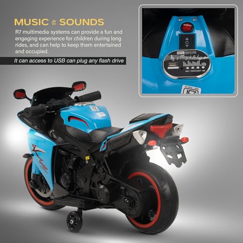 Image of Baybee R7 Baby Battery Operated Bike for Kids with Foot Accelerator & Music | Rechargeable Ride on Toy Bike with LED Light | Baby Electric Bike for Kids to Drive 1 to 3 Years Boys & Girls (Sky Blue)