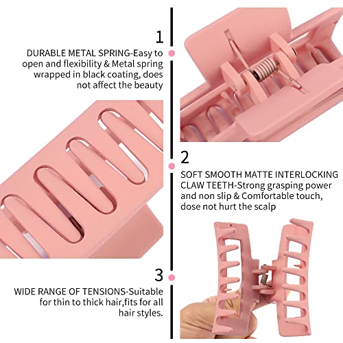 Ahoney 5 Pack Cute Pink Hair Clips 3.4-4.3 Inch Jaw Clips For Hair Big Hair Clamp Butterfly Flower Pink Hair Accessories For Women Non Slip Hair Styling For Girls #TOP3