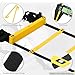 Camkinger Fixed Rung Agility Ladder, 20ft, 12 Rungs No Tangle Speed and Agility-Training Equipment for Soccer Footwork Coaching Ladders with Carrying Bag, Ground Stakes for Adults, Youth Kids, Yellow