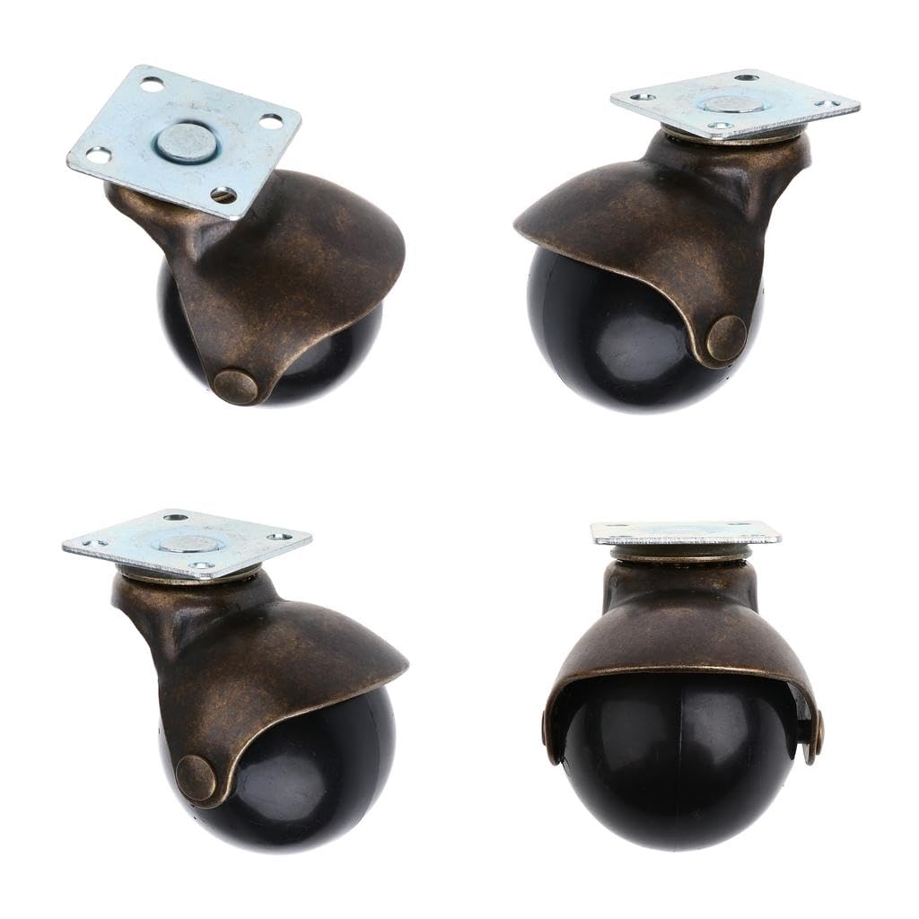 4 Pcs 2'' Swivel Ball Caster PP Wheels with Brake Lock Screw-in Universal-image-34
