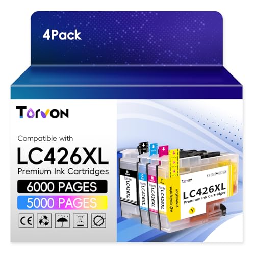 Torvon LC426XL LC426 Ink Cartridges Compatible for Brother LC426 LC-426XL LC426XLVAL Compatible for Brother MFC-J4335DW MFC-J4340DW MFC-J4535DW MFC-J4540DW MFC-J4540DWXL (4-Pack, LC426 XL High Yield)