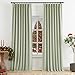 Vision Home Soft Green Pinch Pleated Full Blackout Curtains Linen Blended Room Darkening Curtain Panels 95 inch for Living Room Bedroom Thermal Insulated Pinch Pleat Drapes with Hooks 40