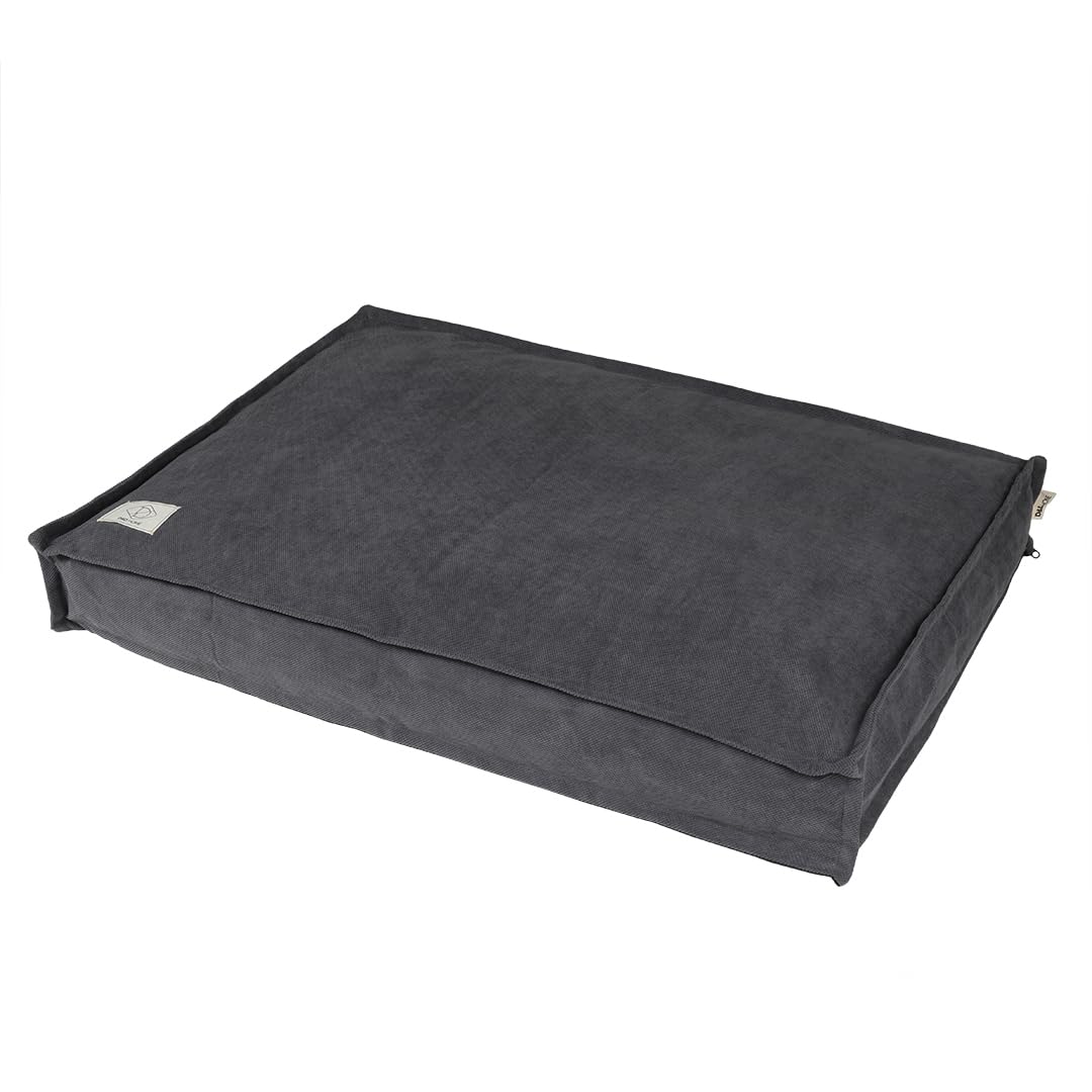 D&D Home, Cojín para Perros Steve L - 110x80x12 cm Beige, Espuma con Memoria de Forma, Funda Lavable, Tejido Interior con Costuras Grandes en Todos los Lados, Alivia el Dolor Articular