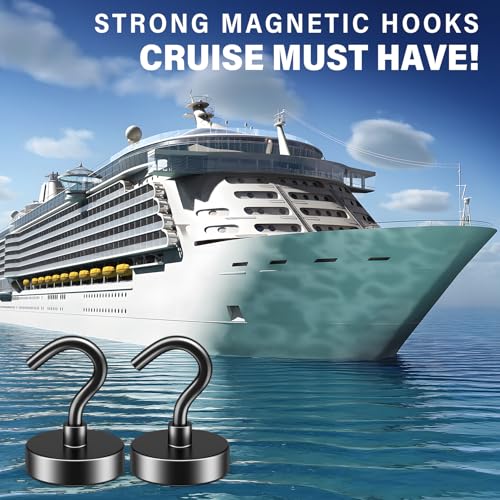 Image of FINDMAG Magnetic Hooks for Cruise Cabins, 20 Pack 50LB+ Black Magnet Hooks | Strong Neodymium Magnets with Hooks for Hanging, Locker, Grill, Fridge, Classroom, Kitchen, Cruise Essentials 2026