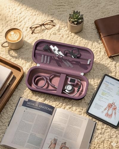 Image of ProCase Stethoscope Case for 3M Littmann Classic III & Cardiology IV -Plum | Hard Protective Carrying Bag Fits MDF, ADC, Omron Stethoscopes, Medical Storage Organizer for Nurses & Nursing Students