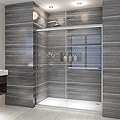 ELEGANT 60 in. W x 72 in. H Sliding Shower Door, Double Sliding Shower Doors with 1/4" Clear Tempered Glass, Brushed Nickel Shower Enclosure