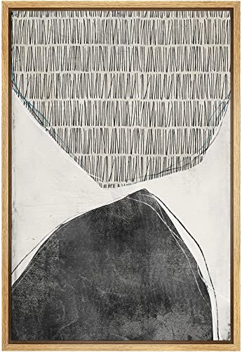 SIGNWIN Framed Canvas Print Wall Art Geometric Gray Pastel Line Polygon Collage Abstract Shapes Illustrations Modern Art Decorative Minimal Bohemian for Living Room, Bedroom, Office - 16"x24" Natural