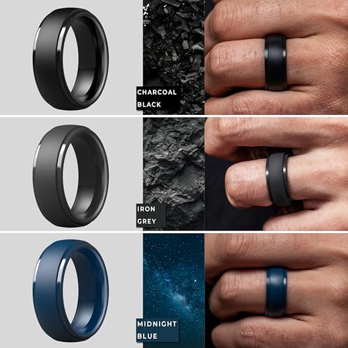 image for ThunderFit Silicone Men’s Wedding Rings, 10mm Wide 2.5mm Thick Rubbe