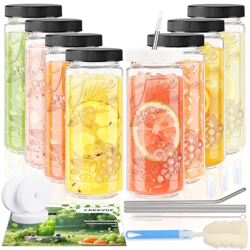 8 Pack 16oz Glass Juice Bottles