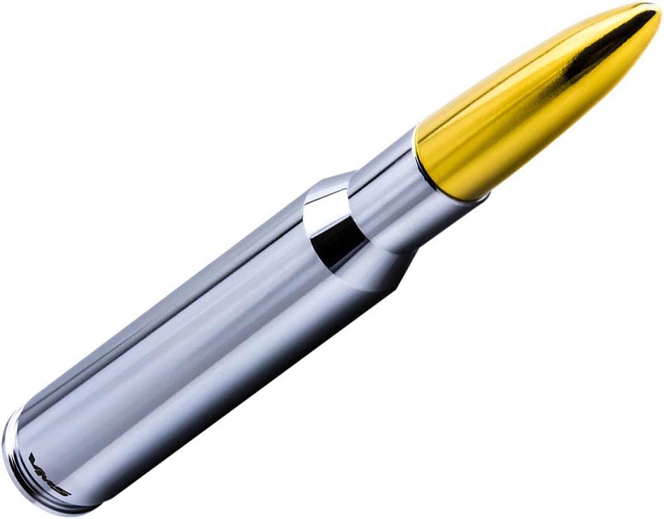 VMS Racing 50 Cal Caliber CHROME 24 KT CARAT GOLD TIP BULLET ANTENNA in Heavy Gauge CNC Machined Billet Aluminum Short Compatible with Chevy Silverado 1500 2500 3500 07-19